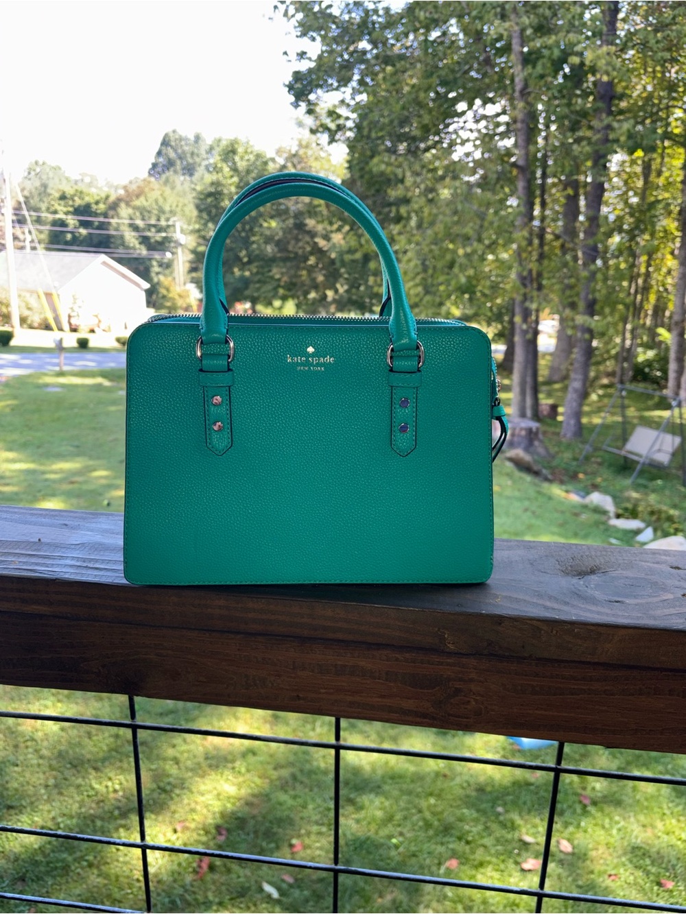kate spade Turquoise pebbled Leather Structured Satchel
